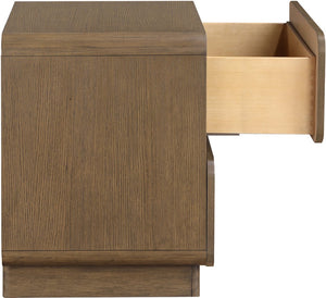 Meridian Furniture Adagio Veneer Nightstand with Soft Close Drawers for Stylish and Contemporary Bedrooms Brown AdagioBrown-NS