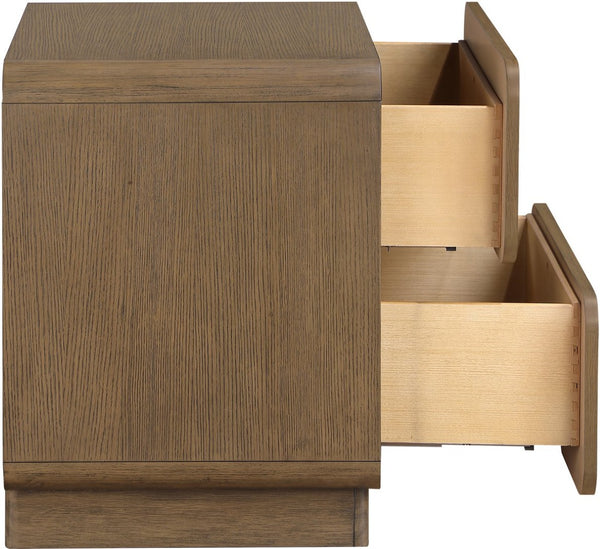 Meridian Furniture Adagio Veneer Nightstand with Soft Close Drawers for Stylish and Contemporary Bedrooms Brown AdagioBrown-NS