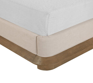 Meridian Furniture Adagio Queen Bed Oak Veneer Frame Linen Upholstery Modern Contemporary Bedroom Furniture Brown AdagioBrown-Q