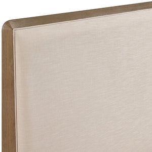 Meridian Furniture Adagio Queen Bed Oak Veneer Frame Linen Upholstery Modern Contemporary Bedroom Furniture Brown AdagioBrown-Q