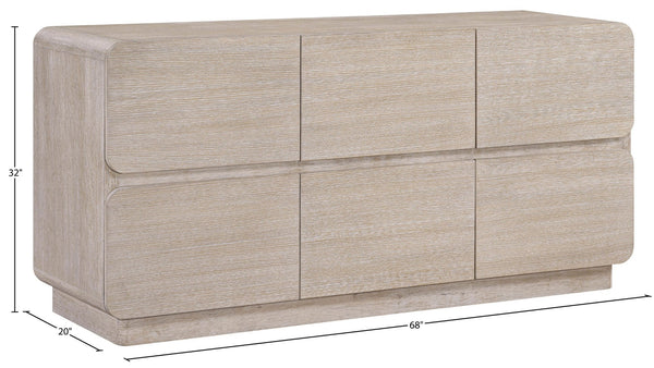 Meridian Furniture Adagio Oak Veneer Dresser with Soft Close Drawers for Stylish and Functional Modern Bedrooms Natural AdagioNatural-D