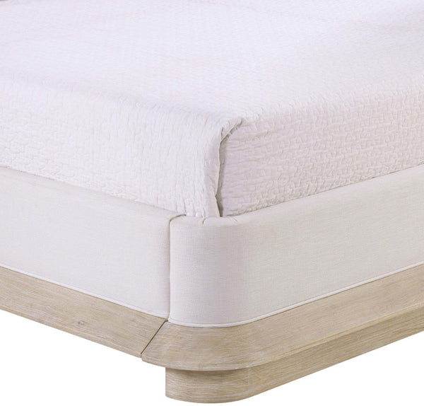 Meridian Furniture Adagio King Bed Solid Oak Veneer Frame with Linen Upholstery for Modern Bedrooms Natural AdagioNatural-K
