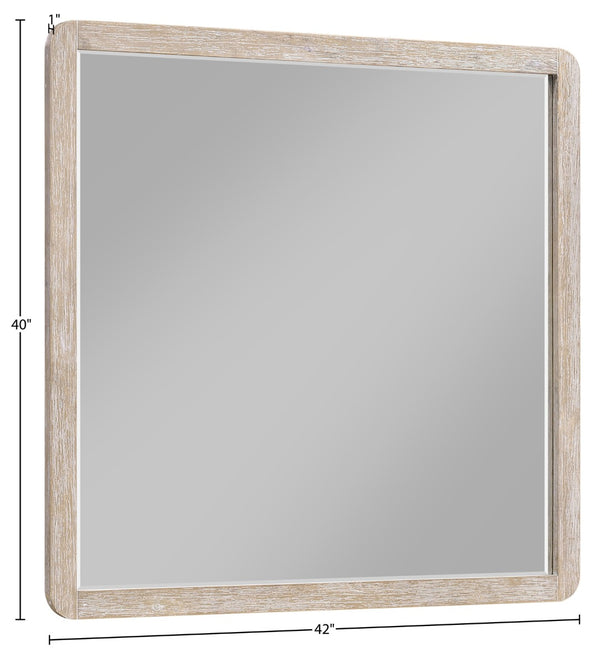 Meridian Furniture Adagio Oak Veneer Wall Mirror with Rich Wood Finish for Bedroom or Entryway Decor Display Natural AdagioNatural-M