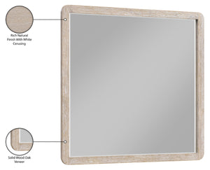 Meridian Furniture Adagio Oak Veneer Wall Mirror with Rich Wood Finish for Bedroom or Entryway Decor Display Natural AdagioNatural-M
