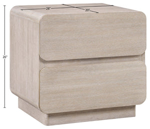 Meridian Furniture Adagio Veneer Nightstand with Soft Close Drawers for Stylish and Contemporary Bedrooms Natural AdagioNatural-NS