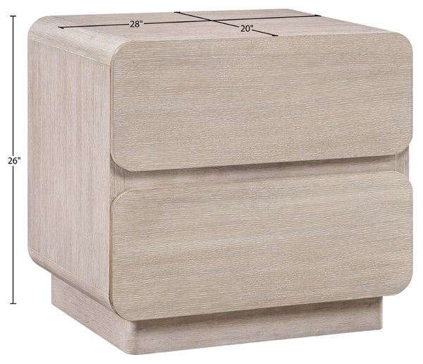 Meridian Furniture Adagio Veneer Nightstand with Soft Close Drawers for Stylish and Contemporary Bedrooms Natural AdagioNatural-NS