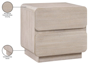 Meridian Furniture Adagio Veneer Nightstand with Soft Close Drawers for Stylish and Contemporary Bedrooms Natural AdagioNatural-NS