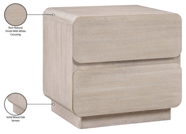 Meridian Furniture Adagio Veneer Nightstand with Soft Close Drawers for Stylish and Contemporary Bedrooms Natural AdagioNatural-NS