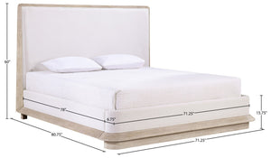 Meridian Furniture Adagio Queen Bed Oak Veneer Frame Linen Upholstery Modern Contemporary Bedroom Furniture Natural AdagioNatural-Q
