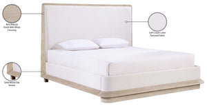 Meridian Furniture Adagio Queen Bed Oak Veneer Frame Linen Upholstery Modern Contemporary Bedroom Furniture Natural AdagioNatural-Q
