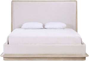 Meridian Furniture Adagio Queen Bed Oak Veneer Frame Linen Upholstery Modern Contemporary Bedroom Furniture Natural AdagioNatural-Q