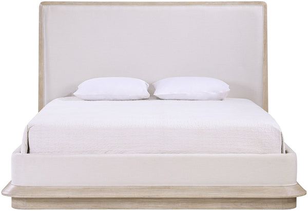 Meridian Furniture Adagio Queen Bed Oak Veneer Frame Linen Upholstery Modern Contemporary Bedroom Furniture Natural AdagioNatural-Q