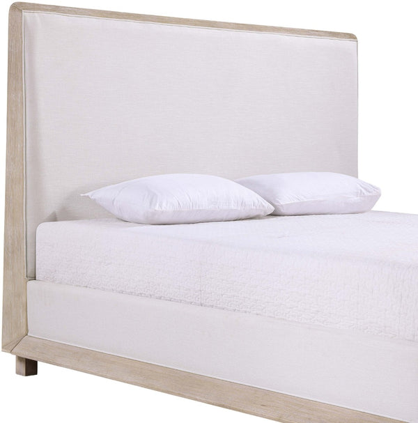 Meridian Furniture Adagio Queen Bed Oak Veneer Frame Linen Upholstery Modern Contemporary Bedroom Furniture Natural AdagioNatural-Q