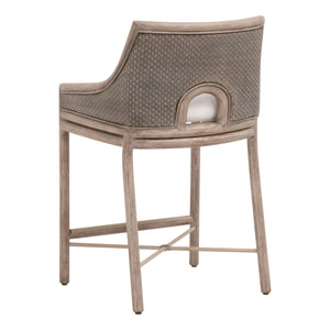 Essentials For Living Adamo Counter Stool - Elegant French Gray Design With Durable Livesmart Fabric & Sturdy Base Support French Gray Cabana Loom,Livesmart Peyton,Pearl,French Gray Mahogany Solid Mahogany Wood,Cabana Loom,Metal 6813cs.Fgry/Lpprl/Fg