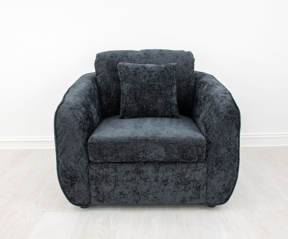 Zeugma Adale Midnight Blue Velvet Armchair With Plush Foam And Elegant Channel Tufting - Fully Assembled   Nc1615 Black, Adele Slate