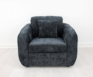 Zeugma Adale Midnight Blue Velvet Armchair With Plush Foam And Elegant Channel Tufting - Fully Assembled   Nc1615 Black, Adele Slate
