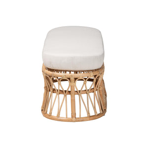 Bali & Pari Adelpha Handcrafted Rattan Bench with Plush Cushion for Coastal Interiors