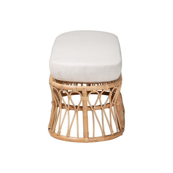 Bali & Pari Adelpha Handcrafted Rattan Bench with Plush Cushion for Coastal Interiors