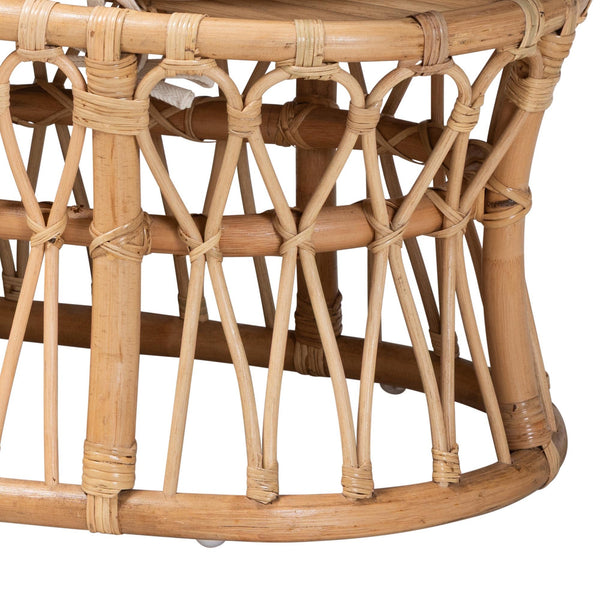 Bali & Pari Adelpha Handcrafted Rattan Bench with Plush Cushion for Coastal Interiors