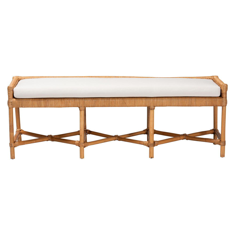 Baxton Studio Bali & Pari Adonia Handcrafted Rattan Bench with Removable Cushion for Boho Interiors Adonia-Natural Rattan-Cushion-Bench