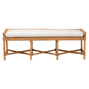 Bali & Pari Adonia Handcrafted Rattan Bench with Removable Cushion for Boho Interiors