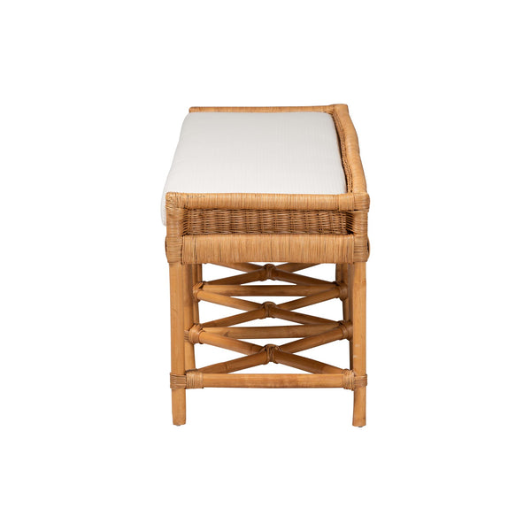 Bali & Pari Adonia Handcrafted Rattan Bench with Removable Cushion for Boho Interiors