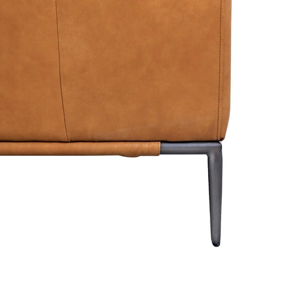 Pasargad Home Kimberly Luxury Brown Leather 3-seater Sofa - Elegant Design & Modern Comfort Brown Leather Sofa-0555-3