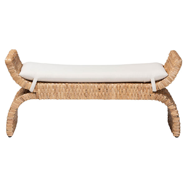 Bali & Pari Agave Handwoven Water Hyacinth Bench Coastal Boho Entryway Seating