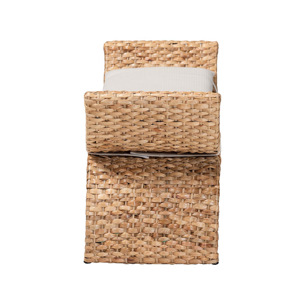 Bali & Pari Agave Handwoven Water Hyacinth Bench Coastal Boho Entryway Seating