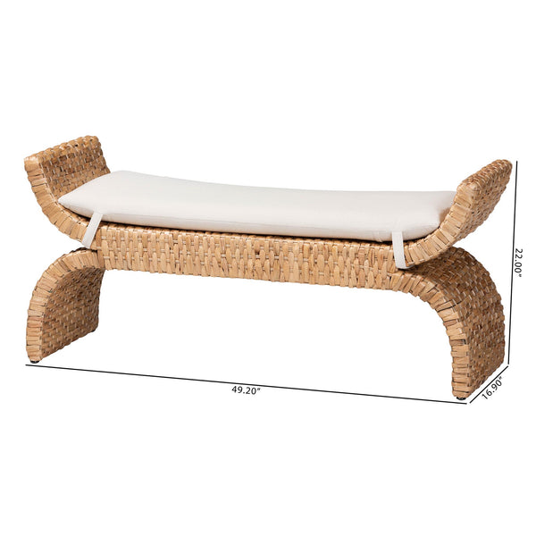 Bali & Pari Agave Handwoven Water Hyacinth Bench Coastal Boho Entryway Seating