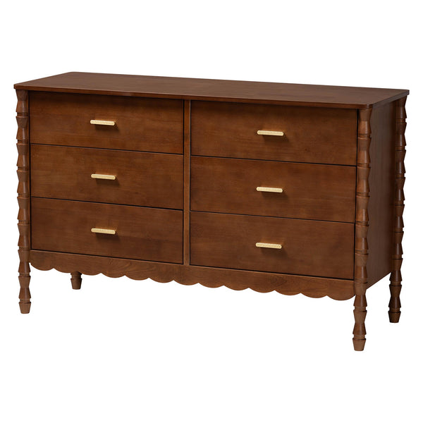 Baxton Studio Danette Bobbin Rubberwood Queen Bedroom Set with Platform Bed Artisan Style