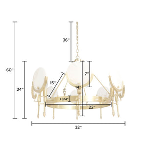 Pasargad Vendome Gold Metal & Marble Plate Chandelier - Contemporary Art For Elegant Interiors Gold Glass & Steel Pmd-7798-8