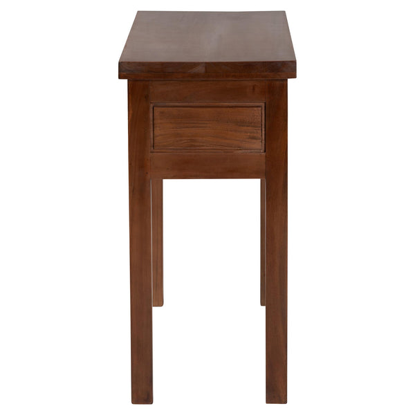 Bali & Pari Alannis Solid Mahogany Entryway Console Hand-carved Floral Artisan Table