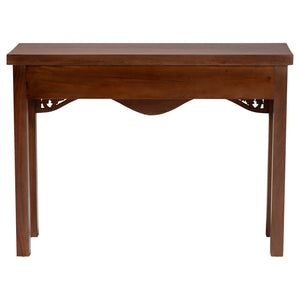 Bali & Pari Alannis Solid Mahogany Entryway Console Hand-carved Floral Artisan Table
