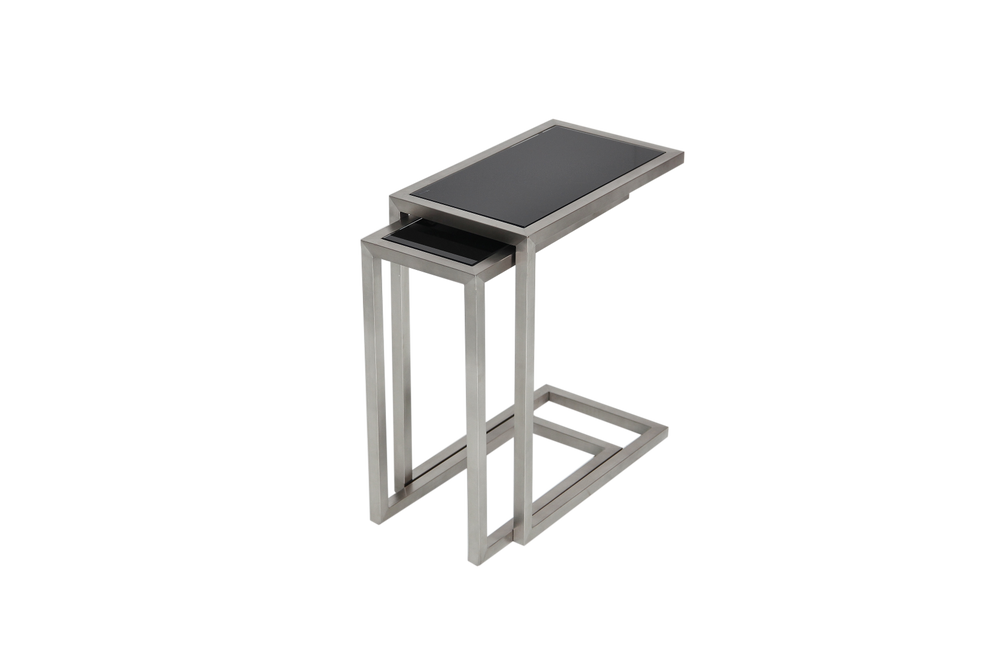 Soho Concept Alfa Nesting Table Set - Sleek Black Glass & Walnut Wood Tops With Modern Brushed Steel Frames   Soho-concept-dining-chair-13615