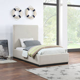 Alfie Beige Linen Textured Fabric Twin Bed AlfieBeige-T Meridian Furniture