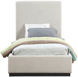 Alfie Beige Linen Textured Fabric Twin Bed AlfieBeige-T Meridian Furniture