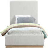 Alfie Cream Linen Textured Fabric Twin Bed AlfieCream-T Meridian Furniture