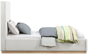 Alfie Cream Linen Textured Fabric Twin Bed AlfieCream-T Meridian Furniture