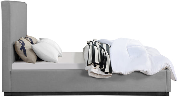 Alfie Grey Linen Textured Fabric King Bed AlfieGrey-K Meridian Furniture