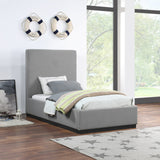 Alfie Grey Linen Textured Fabric Twin Bed AlfieGrey-T Meridian Furniture