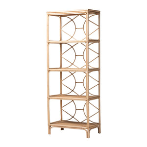 Baxton Studio Bali & Pari Alger Handcrafted Rattan Five Tier Bookshelf Bohemian Vertical Storage Alger-Natural Rattan-Shelf