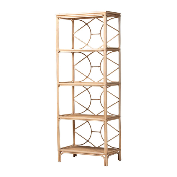 Baxton Studio Bali & Pari Alger Handcrafted Rattan Five Tier Bookshelf Bohemian Vertical Storage Alger-Natural Rattan-Shelf