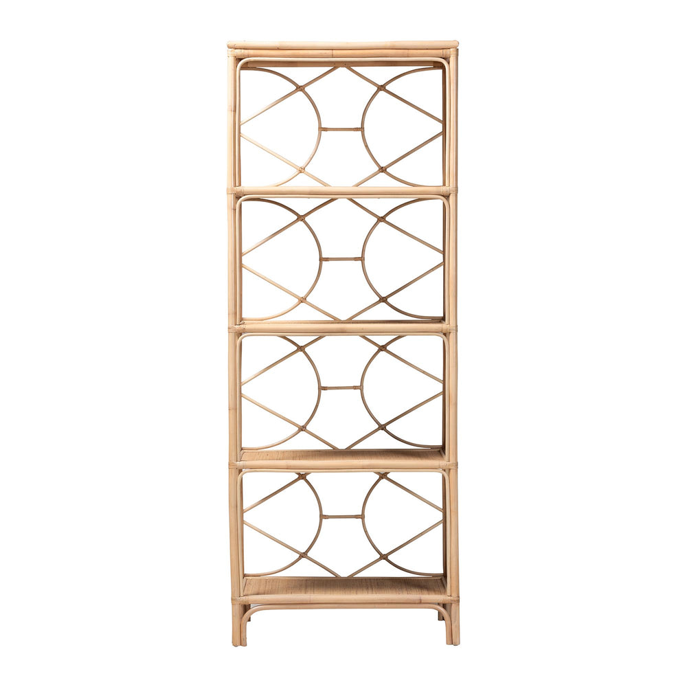 Baxton Studio Bali & Pari Alger Handcrafted Rattan Five Tier Bookshelf Bohemian Vertical Storage Alger-Natural Rattan-Shelf