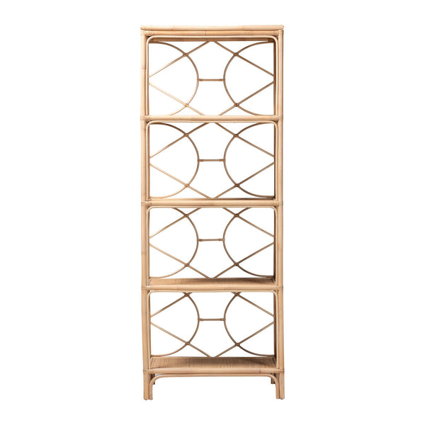 Bali & Pari Alger Handcrafted Rattan Five Tier Bookshelf Bohemian Vertical Storage