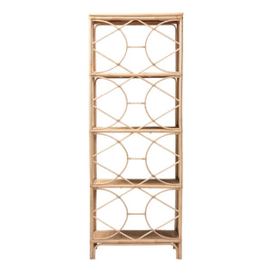 Bali & Pari Alger Handcrafted Rattan Five Tier Bookshelf Bohemian Vertical Storage