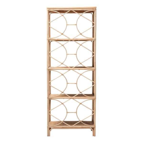 Bali & Pari Alger Handcrafted Rattan Five Tier Bookshelf Bohemian Vertical Storage