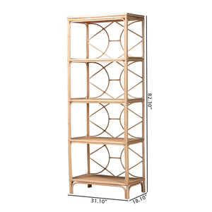 Bali & Pari Alger Handcrafted Rattan Five Tier Bookshelf Bohemian Vertical Storage