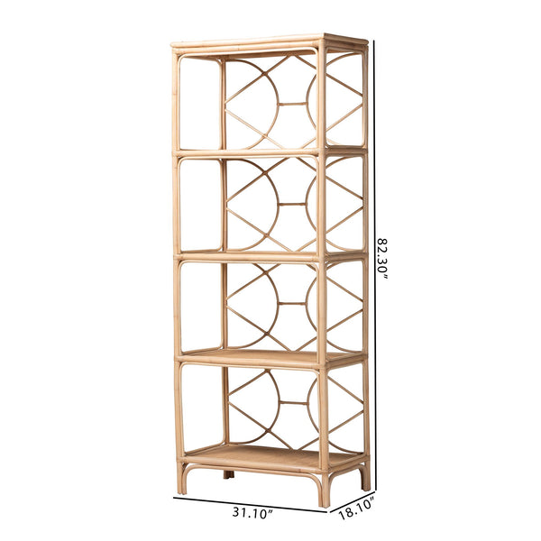Bali & Pari Alger Handcrafted Rattan Five Tier Bookshelf Bohemian Vertical Storage