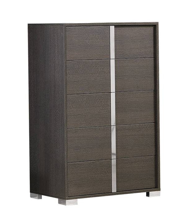 Alice Modern Matte Gray Dresser with Sleek Design, LED Accents & Chrome Pulls for Trendy Bedrooms